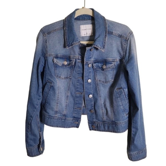 Celebrity Pink Cropped Stretch Denim Trucker Jacket Size M - Picture 2 of 6